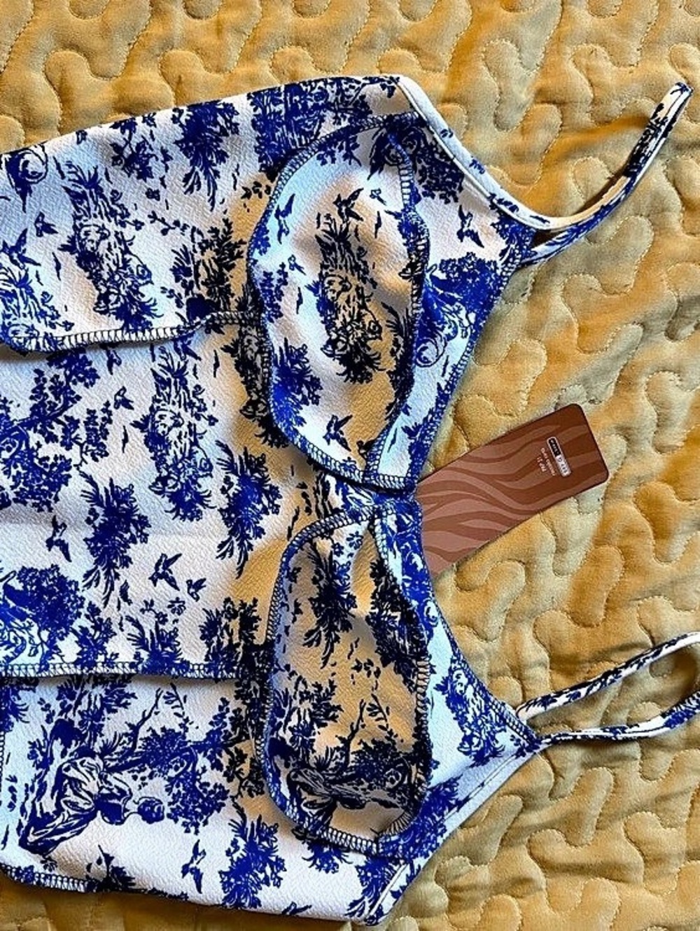 SHEIN Floral top in Blue & White Size Small